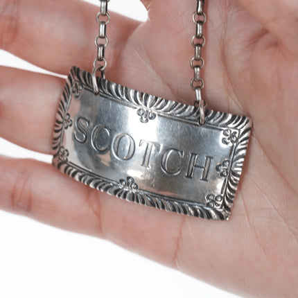 Stieff Sterling Williamsburg Restoration Scotch liquor tag - Estate Fresh Austin