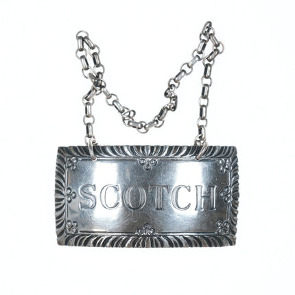 Stieff Sterling Williamsburg Restoration Scotch liquor tag - Estate Fresh Austin