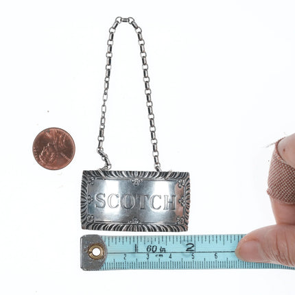 Stieff Sterling Williamsburg Restoration Scotch liquor tag - Estate Fresh Austin