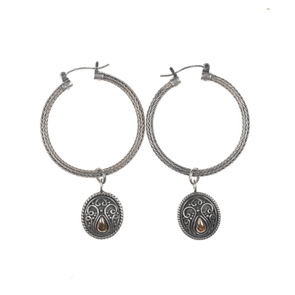 Suarti 18k/Sterling Balinese Hoop dangle earrings - Estate Fresh Austin