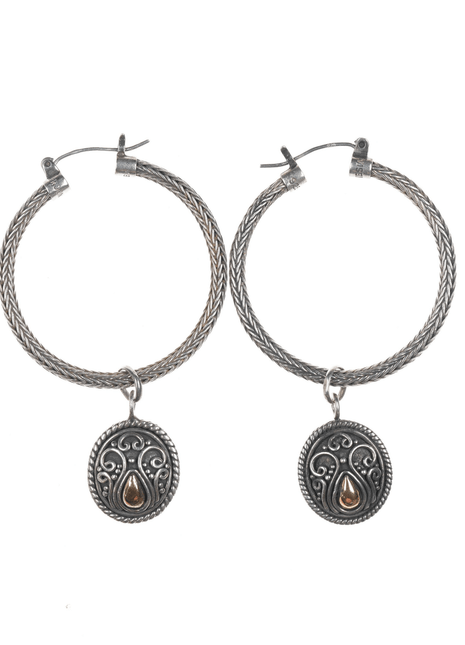 Suarti 18k/Sterling Balinese Hoop dangle earrings - Estate Fresh Austin