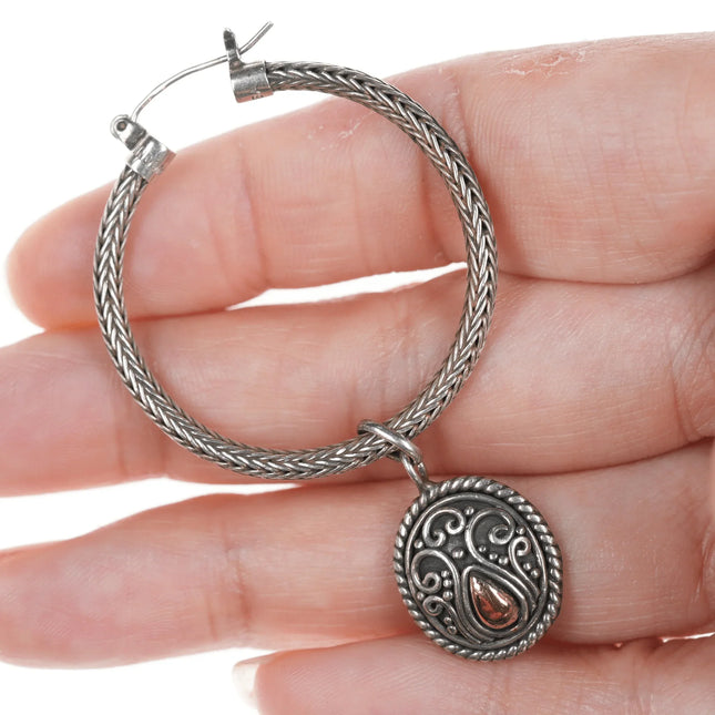 Suarti 18k/Sterling Balinese Hoop dangle earrings - Estate Fresh Austin