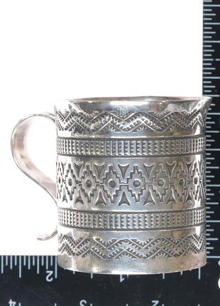 Sunshine Reeves Navajo heavily stamped sterling baby cup/small mug a - Estate Fresh Austin