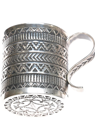 Sunshine Reeves Navajo heavily stamped sterling baby cup/small mug b - Estate Fresh Austin