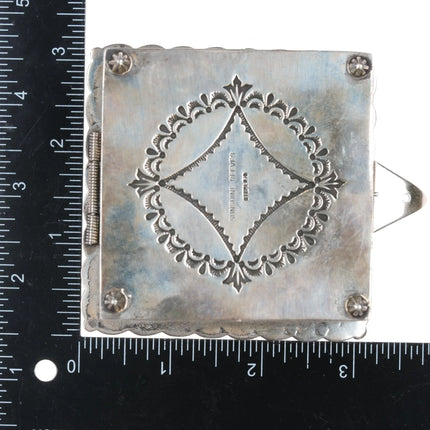 Sunshine Reeves Navajo heavily stamped sterling box with lapis cluster - Estate Fresh Austin