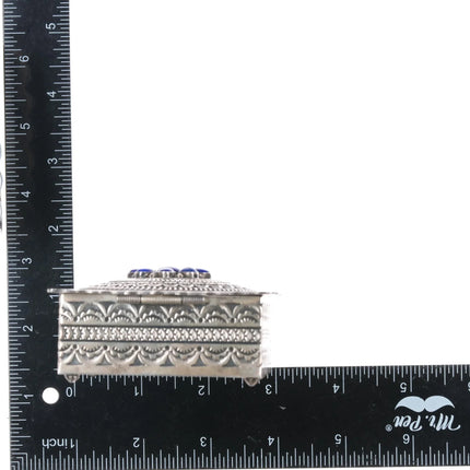 Sunshine Reeves Navajo heavily stamped sterling box with lapis cluster - Estate Fresh Austin