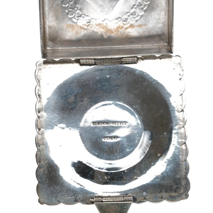Sunshine Reeves Navajo heavily stamped sterling box with lapis cluster - Estate Fresh Austin