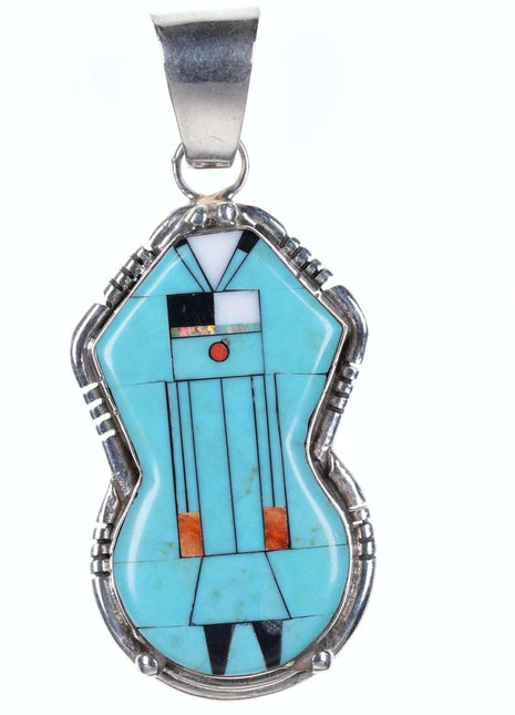 Sunwest silver company Native American sterling and multistone inlay pendant - Estate Fresh Austin