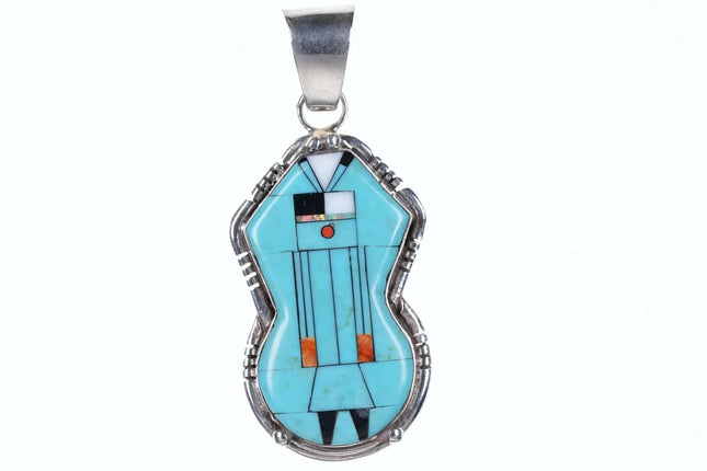 Sunwest silver company Native American sterling and multistone inlay pendant - Estate Fresh Austin