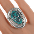 sz 5.75 Vintage Navajo silver ring with large turquoise - Estate Fresh Austin