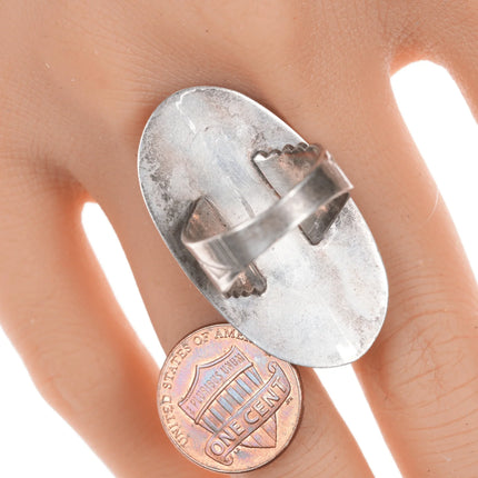 Sz 8 Les Baker (1935-2014) Silver and high pyrite lapis ring - Estate Fresh Austin