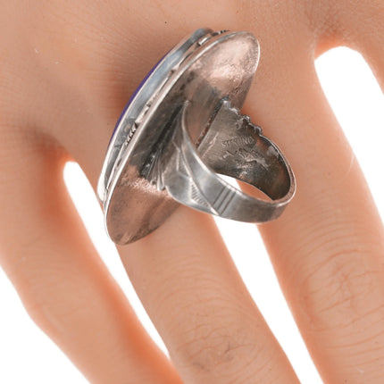Sz 8 Les Baker (1935-2014) Silver and high pyrite lapis ring - Estate Fresh Austin