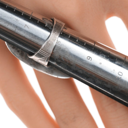 Sz 8 Les Baker (1935-2014) Silver and high pyrite lapis ring - Estate Fresh Austin