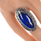 Sz 8 Les Baker (1935-2014) Silver and high pyrite lapis ring - Estate Fresh Austin