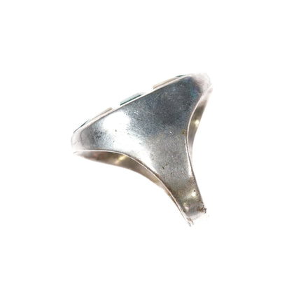 sz10 1970's Native American Sterling malachite and shell channel inlay ring - Estate Fresh Austin