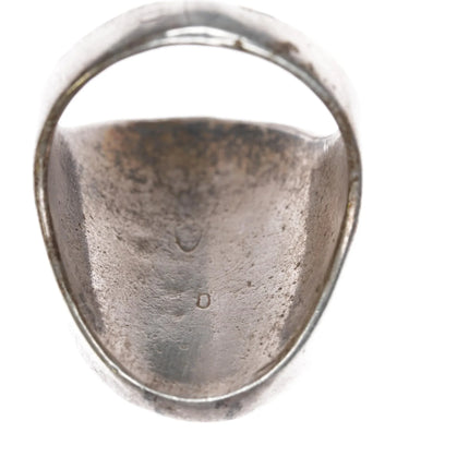 sz10 1970's Native American Sterling malachite and shell channel inlay ring - Estate Fresh Austin