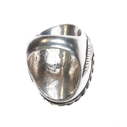 sz10 46gram Huge 1970's Navajo silver, turquoise, and coral ring - Estate Fresh Austin