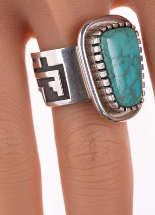 sz10 Alvin Tso Navajo Sterling and high grade turquoise ring - Estate Fresh Austin