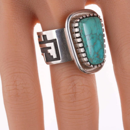 sz10 Alvin Tso Navajo Sterling and high grade turquoise ring - Estate Fresh Austin