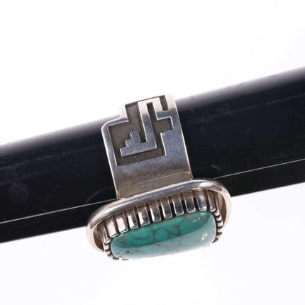 sz10 Alvin Tso Navajo Sterling and high grade turquoise ring - Estate Fresh Austin