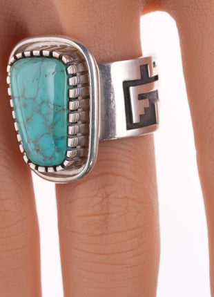 sz10 Alvin Tso Navajo Sterling and high grade turquoise ring - Estate Fresh Austin