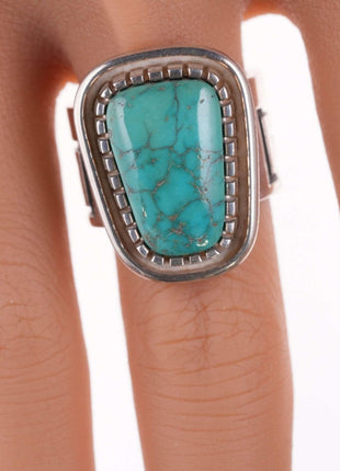 sz10 Alvin Tso Navajo Sterling and high grade turquoise ring - Estate Fresh Austin