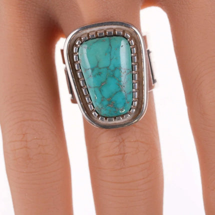 sz10 Alvin Tso Navajo Sterling and high grade turquoise ring - Estate Fresh Austin