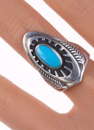 sz10 Ben Nighthorse Campbell (Cheyenne, b. 1933) Sterling and turquoise ring - Estate Fresh Austin