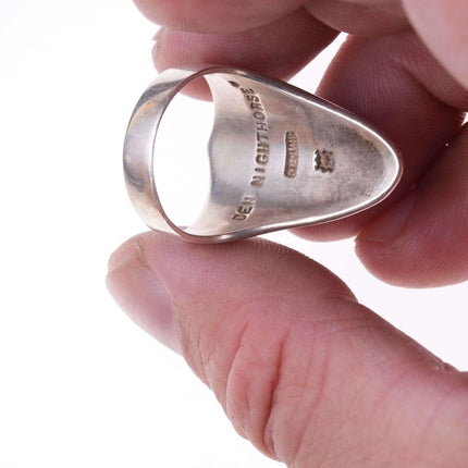 sz10 Ben Nighthorse Campbell (Cheyenne, b. 1933) Sterling and turquoise ring - Estate Fresh Austin