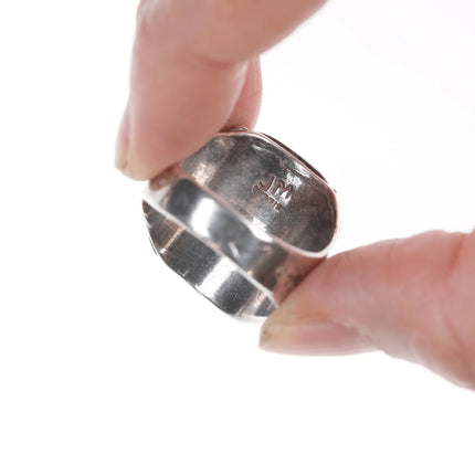 sz10 JM Native American silver turquoise, and coral ring - Estate Fresh Austin