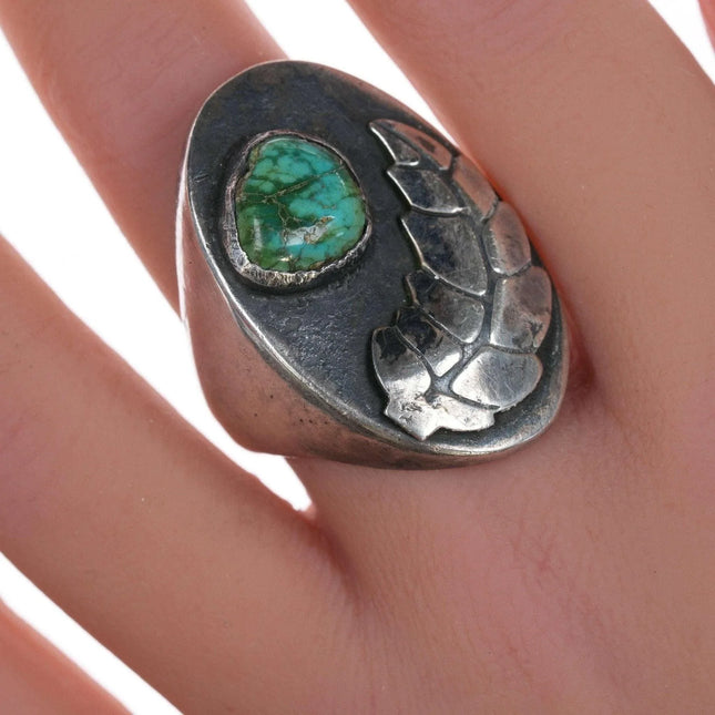 sz10 Large Native American sterling and turquoise ring - Estate Fresh Austin