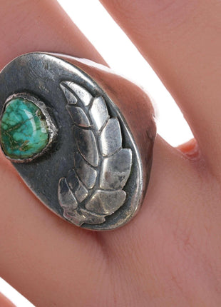 sz10 Large Native American sterling and turquoise ring - Estate Fresh Austin