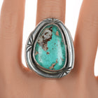 sz10 Large Vintage native American silver and turquoise ring - Estate Fresh Austin