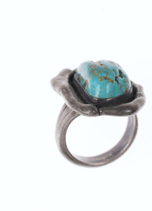 sz10 Native American Modernist Freeform Sterling/Turquoise ring - Estate Fresh Austin