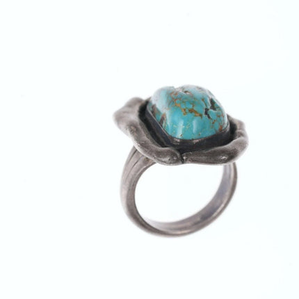 sz10 Native American Modernist Freeform Sterling/Turquoise ring - Estate Fresh Austin