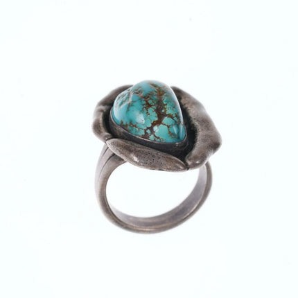 sz10 Native American Modernist Freeform Sterling/Turquoise ring - Estate Fresh Austin