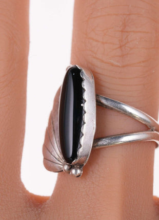 sz10 Native American sterling and onyx ring - Estate Fresh Austin