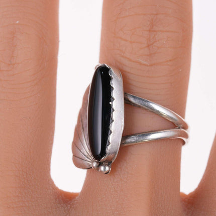 sz10 Native American sterling and onyx ring - Estate Fresh Austin