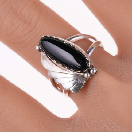 sz10 Native American sterling and onyx ring - Estate Fresh Austin