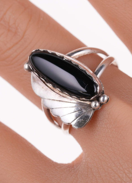 sz10 Native American sterling and onyx ring - Estate Fresh Austin