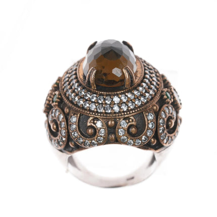 Sz10 Oversized Sterling gemset Mogul ring - Estate Fresh Austin