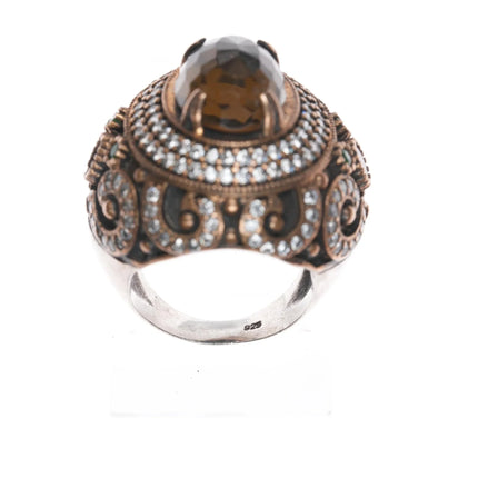 Sz10 Oversized Sterling gemset Mogul ring - Estate Fresh Austin