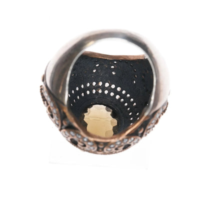 Sz10 Oversized Sterling gemset Mogul ring - Estate Fresh Austin