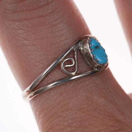 sz10 Retro Southwestern Sterling/turquoise ring - Estate Fresh Austin