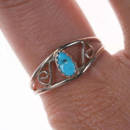 sz10 Retro Southwestern Sterling/turquoise ring - Estate Fresh Austin