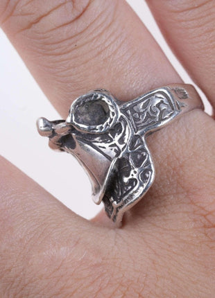 Sz10 Retro Sterling silver Saddle ring - Estate Fresh Austin