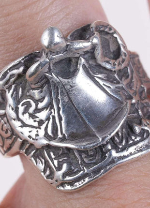 Sz10 Retro Sterling silver Saddle ring - Estate Fresh Austin