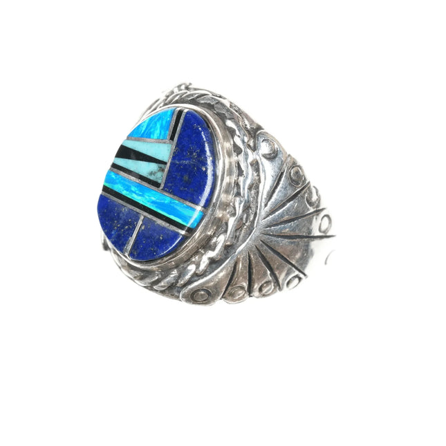 sz10 Southwestern Sterling channel inlay ring - Estate Fresh Austin