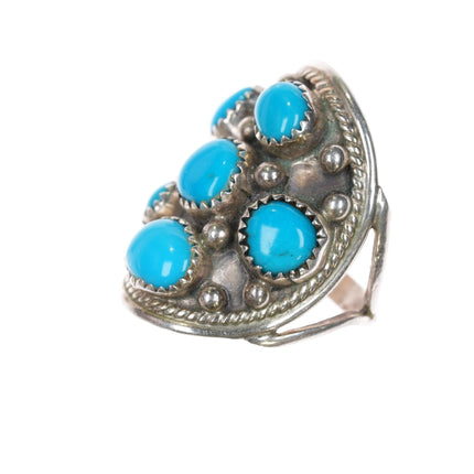 sz10 Sterling turquoise cluster ring Running Bear Shop - Estate Fresh Austin