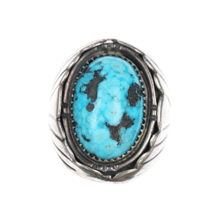 sz10 Tim Kee Whitman Navajo large sterling and turquoise ring - Estate Fresh Austin